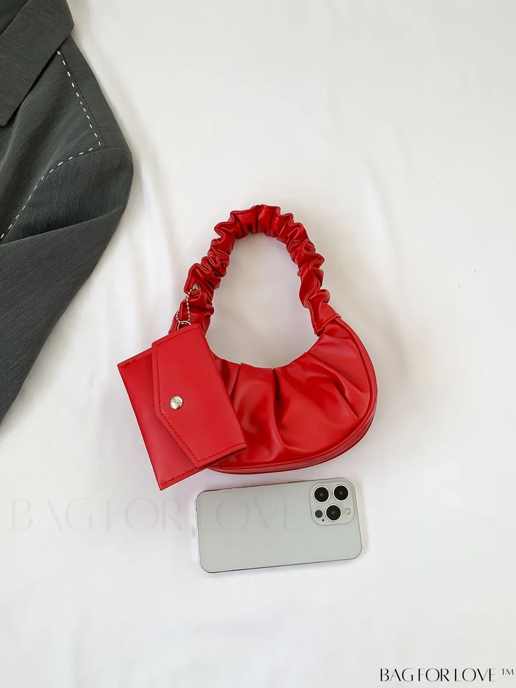 BagForLove - Chic Mini Ruched Bag with Stylish Bag Charm