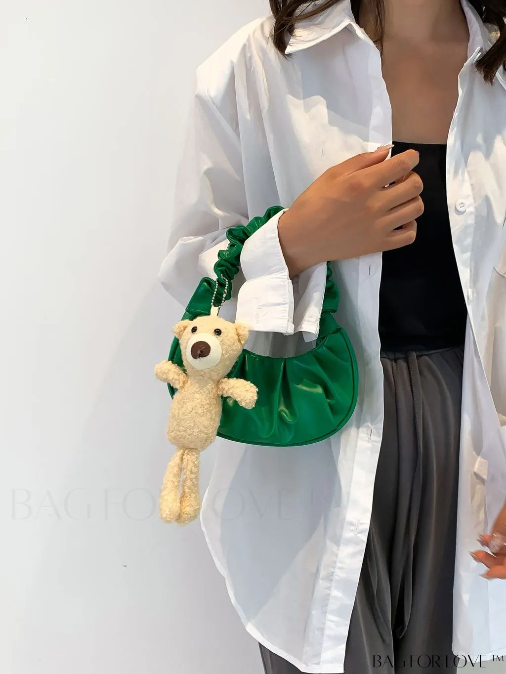 BagForLove - Chic Mini Ruched Bag with Stylish Bag Charm