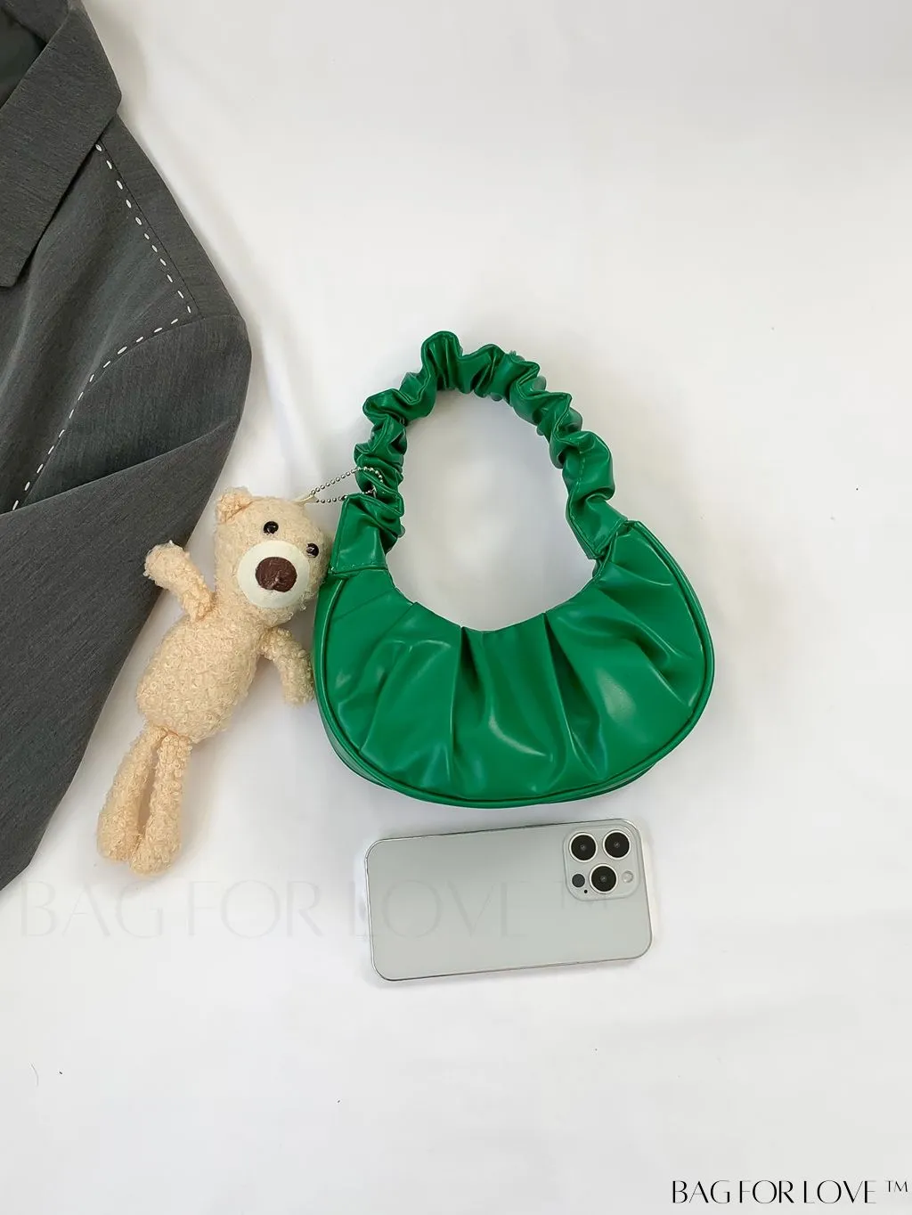 BagForLove - Chic Mini Ruched Bag with Stylish Bag Charm