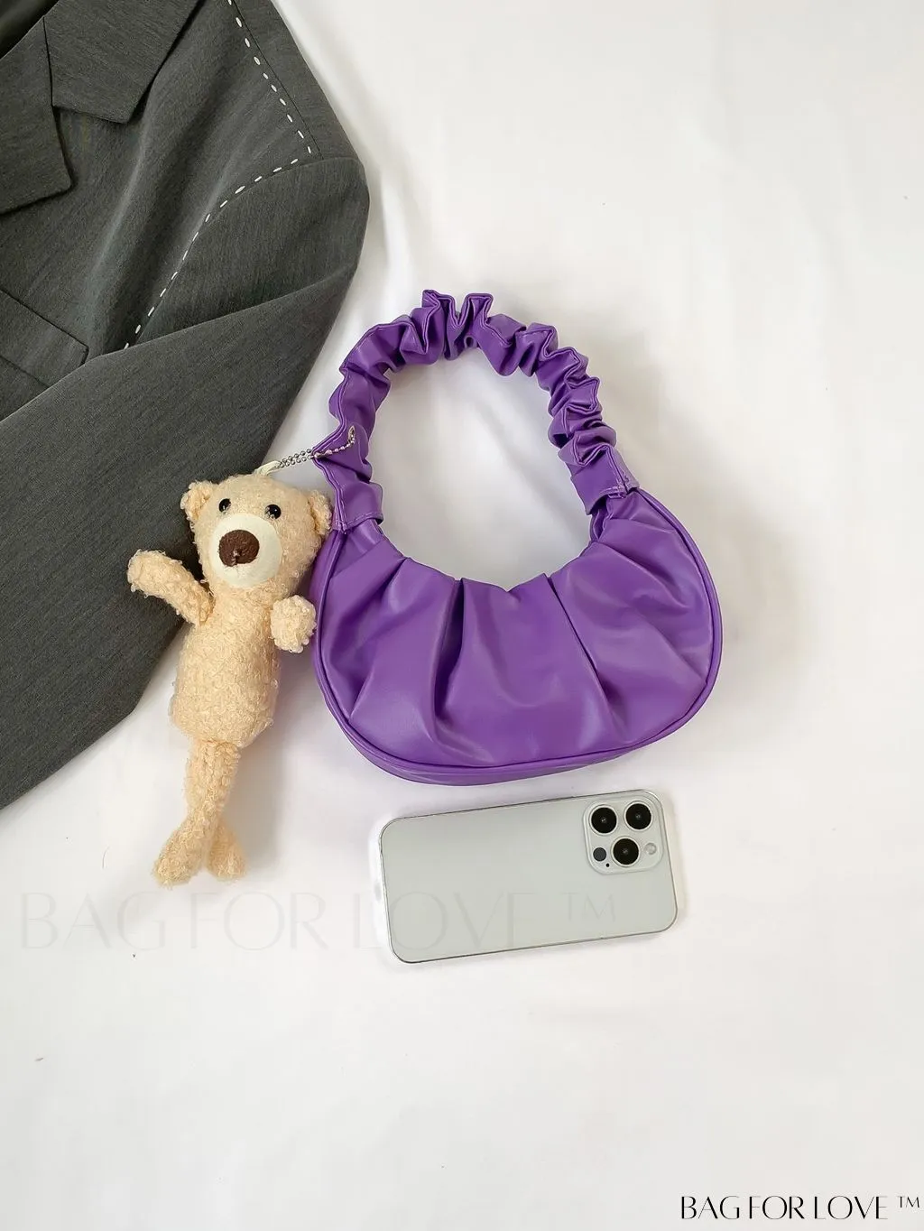BagForLove - Chic Mini Ruched Bag with Stylish Bag Charm