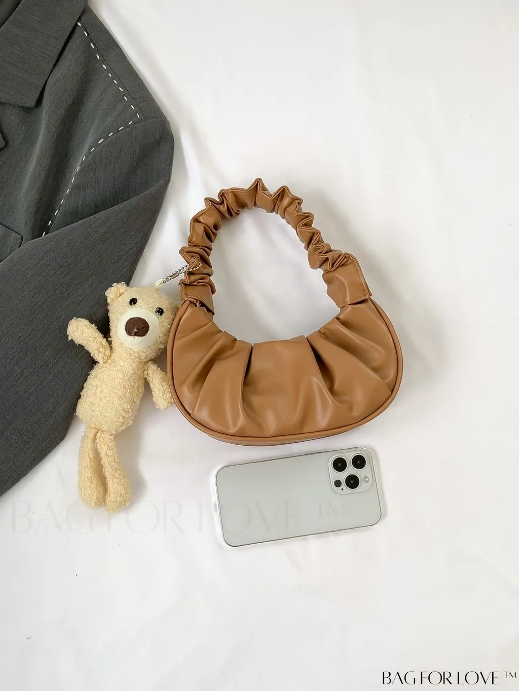 BagForLove - Chic Mini Ruched Bag with Stylish Bag Charm