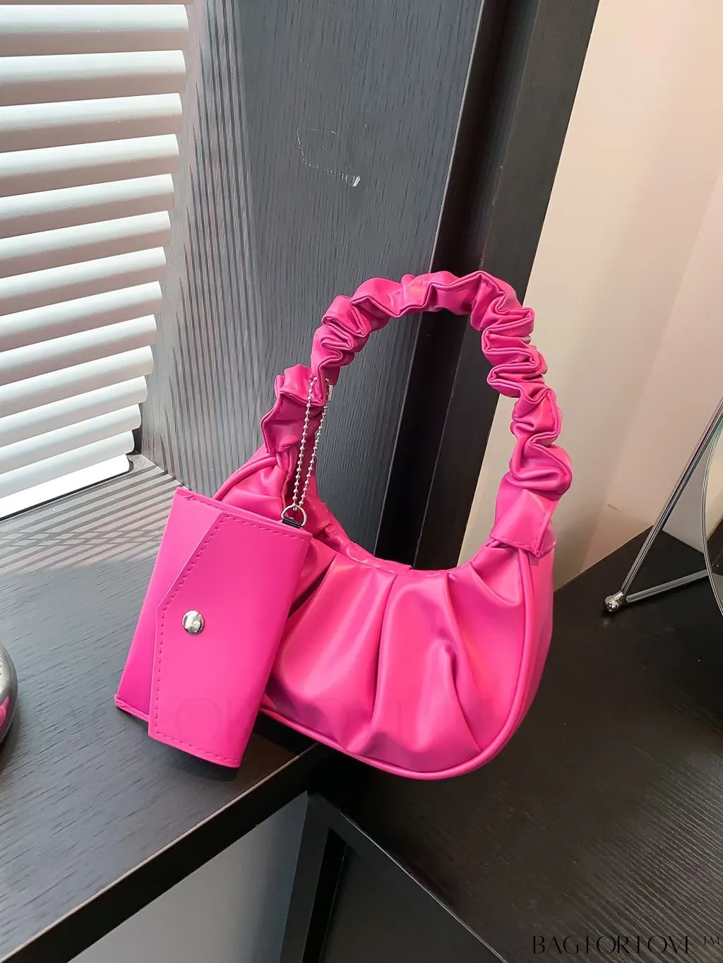 BagForLove - Chic Mini Ruched Bag with Stylish Bag Charm