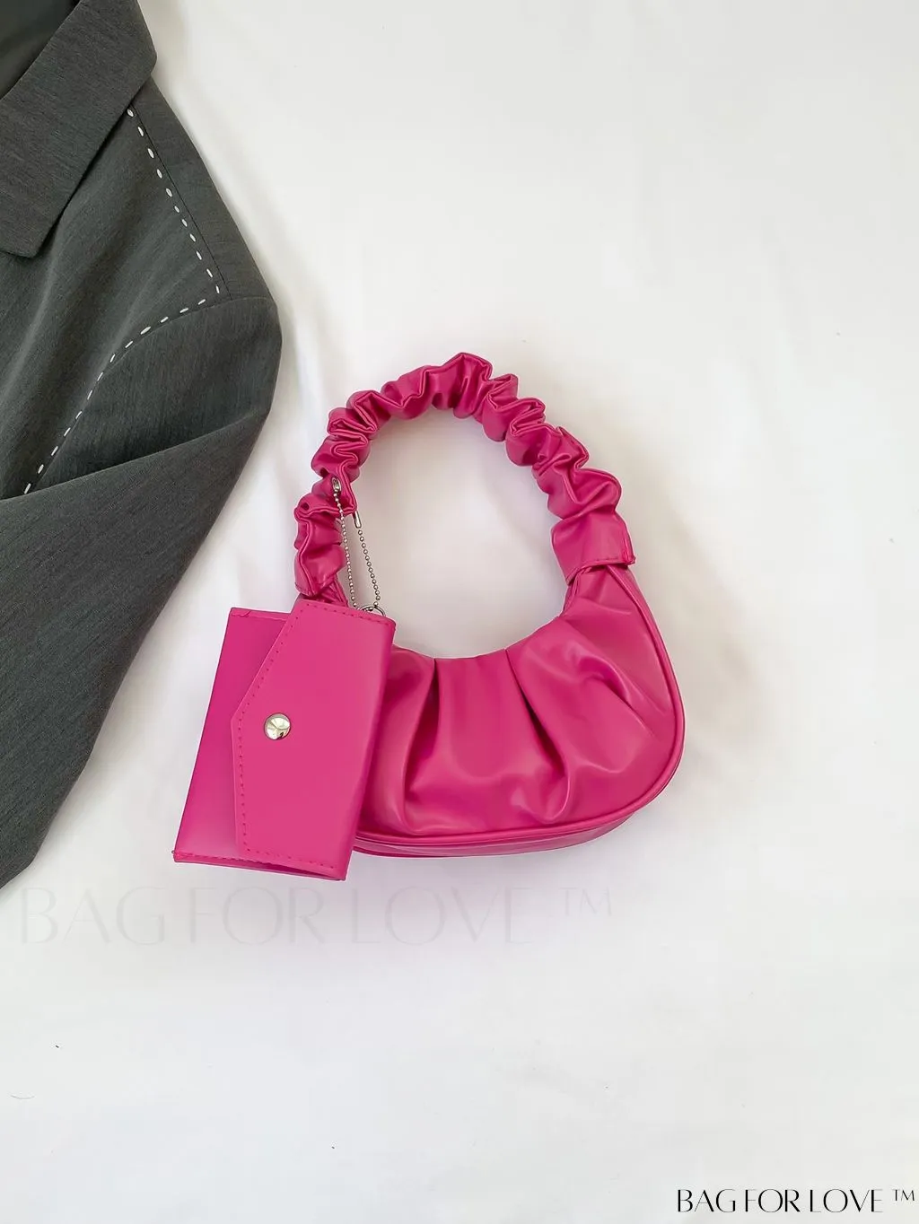 BagForLove - Chic Mini Ruched Bag with Stylish Bag Charm