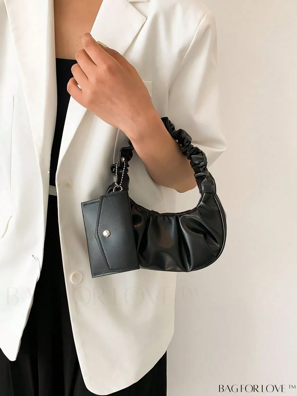BagForLove - Chic Mini Ruched Bag with Stylish Bag Charm