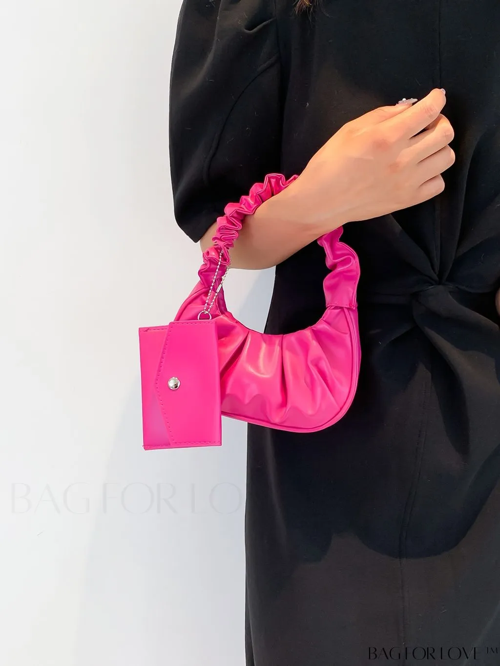 BagForLove - Chic Mini Ruched Bag with Stylish Bag Charm