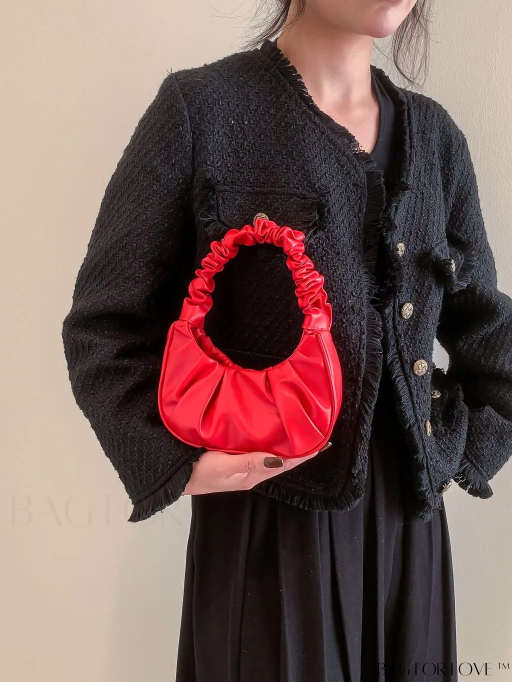 BagForLove - Chic Mini Ruched Bag with Stylish Bag Charm