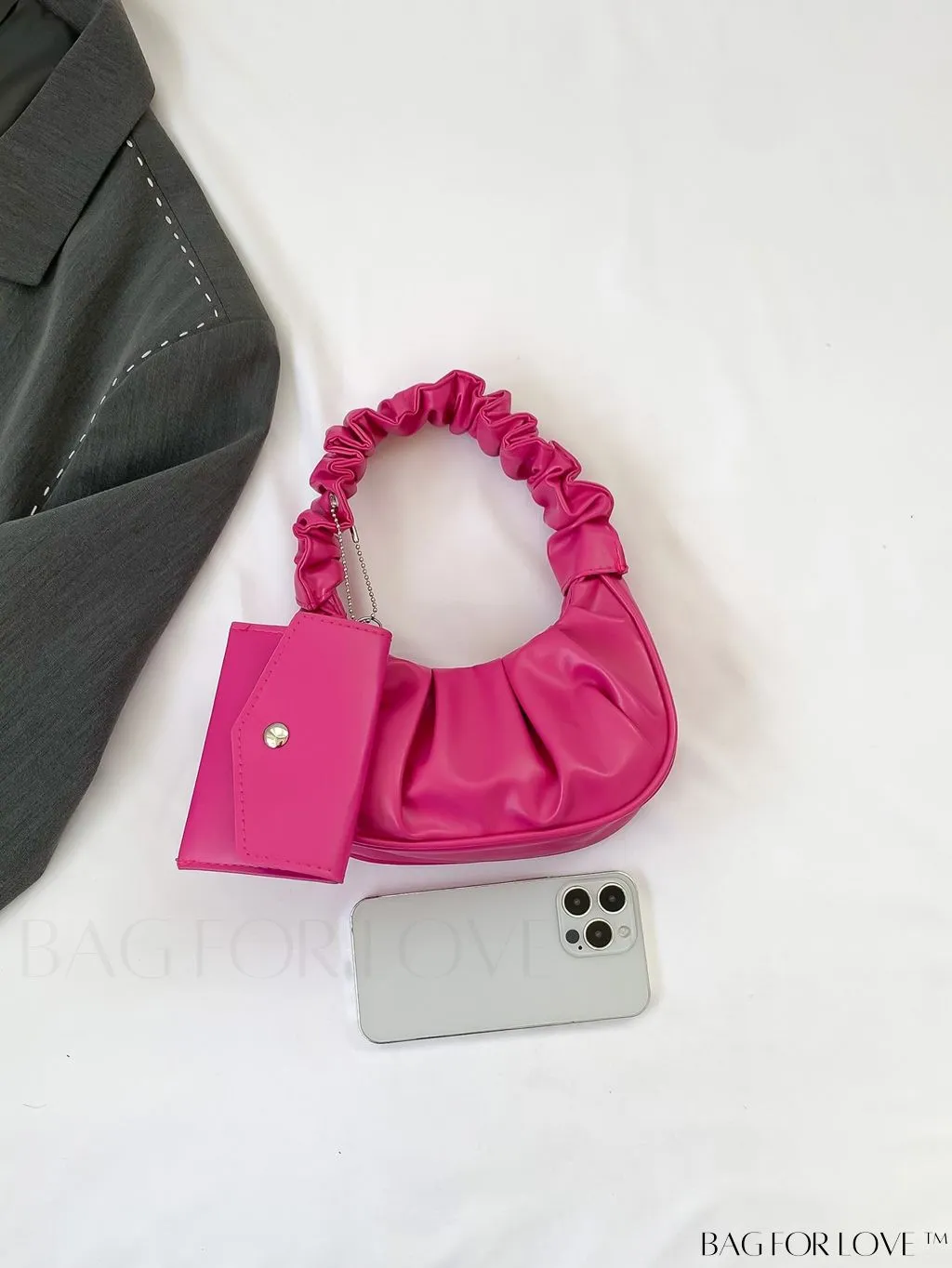 BagForLove - Chic Mini Ruched Bag with Stylish Bag Charm