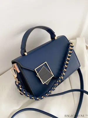 BagForLove - Compact Flap Square Bag with Stylish Metal & Chain Accents