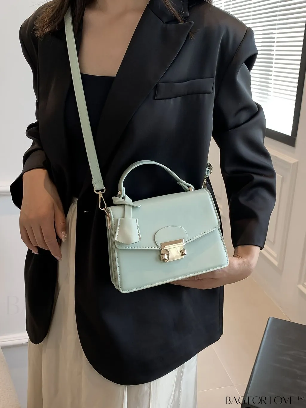 BagForLove - Compact Solid Color Square PU Leather Handbag