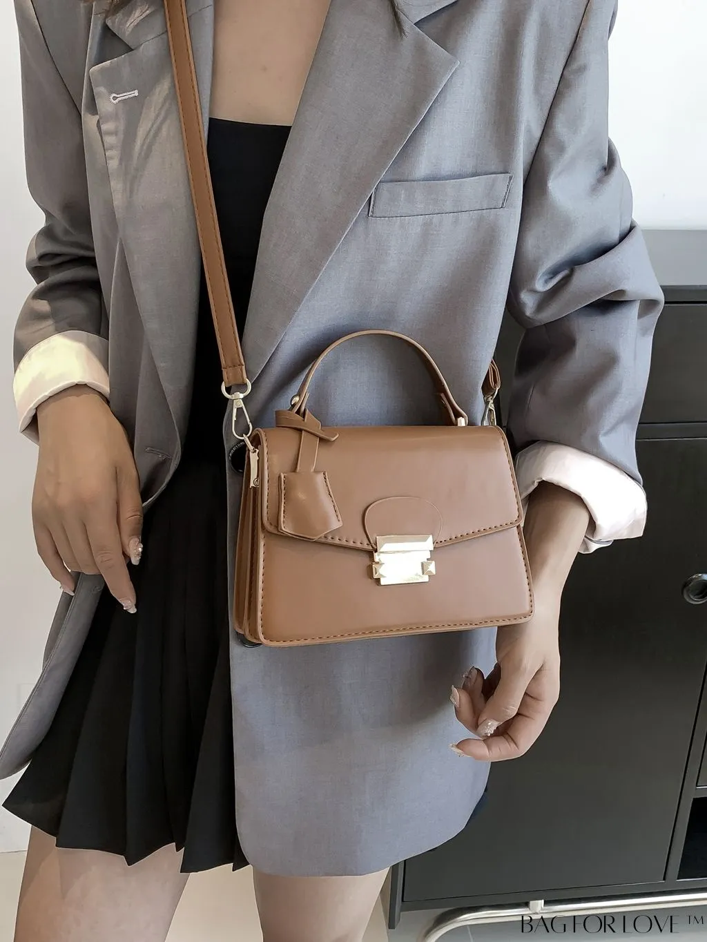 BagForLove - Compact Solid Color Square PU Leather Handbag
