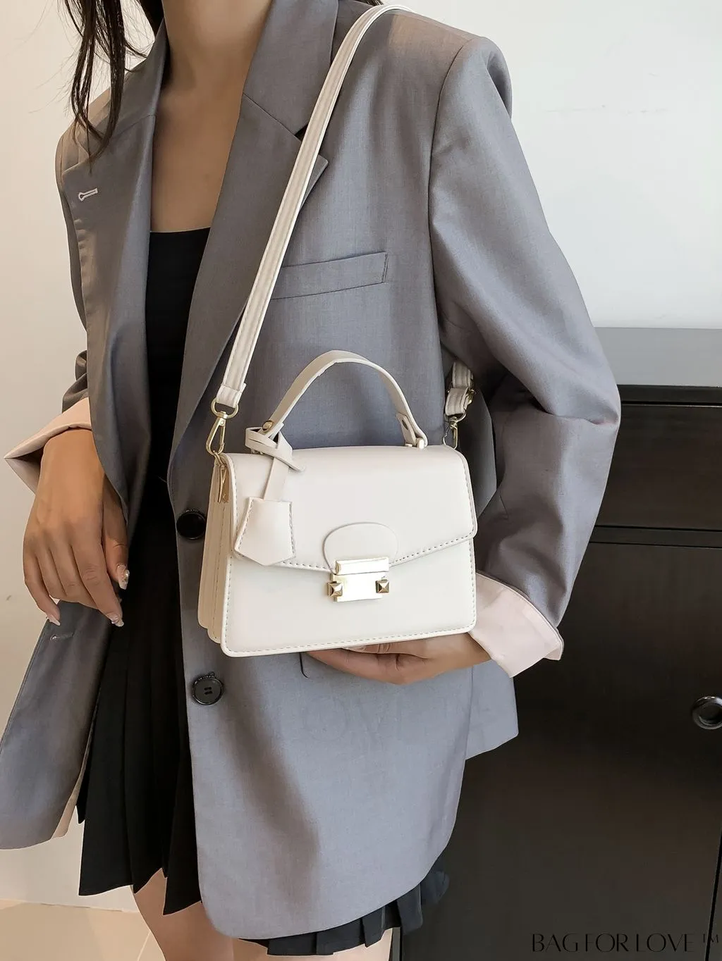 BagForLove - Compact Solid Color Square PU Leather Handbag