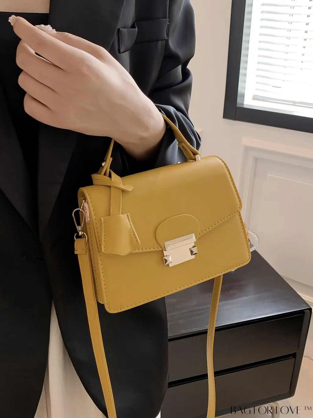BagForLove - Compact Solid Color Square PU Leather Handbag