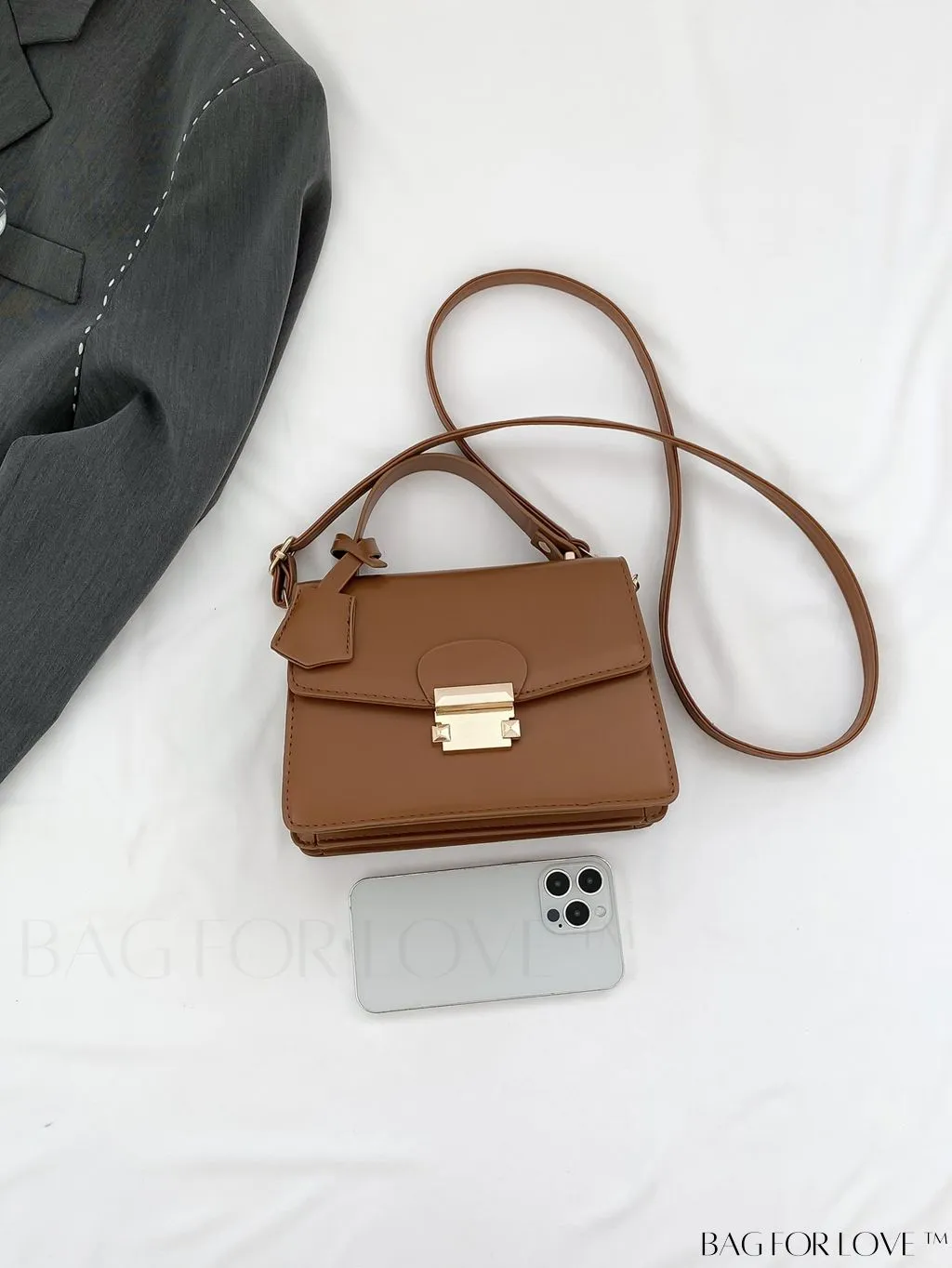 BagForLove - Compact Solid Color Square PU Leather Handbag