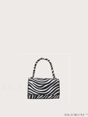 BagForLove - Compact Zebra Top Handle Satchel: Sleek and Stylish