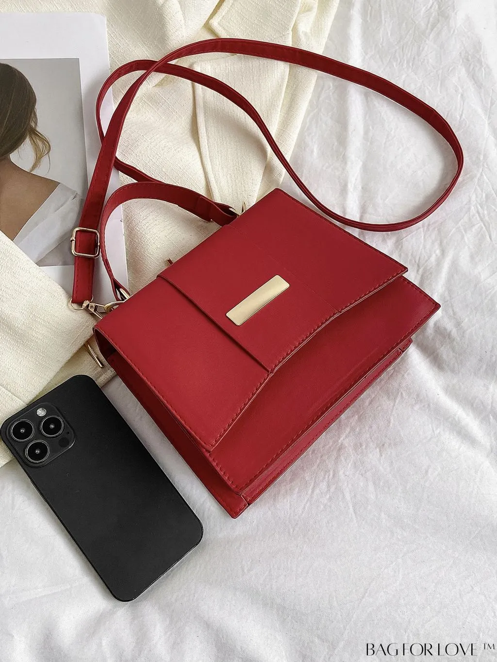 BagForLove - Red Mini Flap Square Bag: Sleek and Minimalist Design