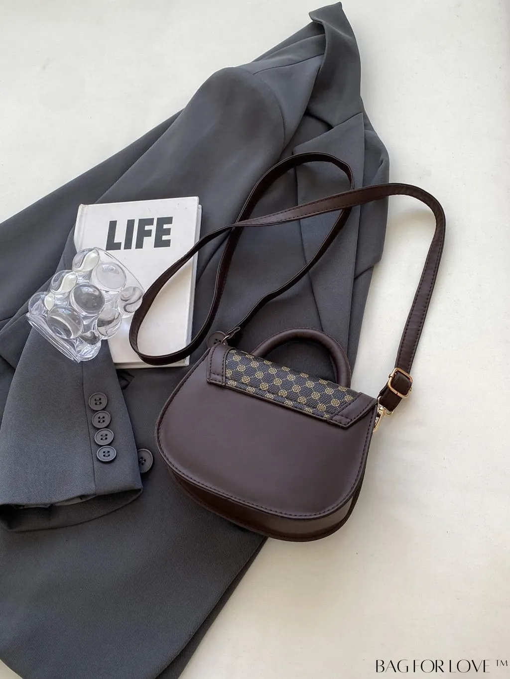 BagForLove - Retro Print Womens Mini Crossbody Bag - Sleek and Stylish Saddle Design