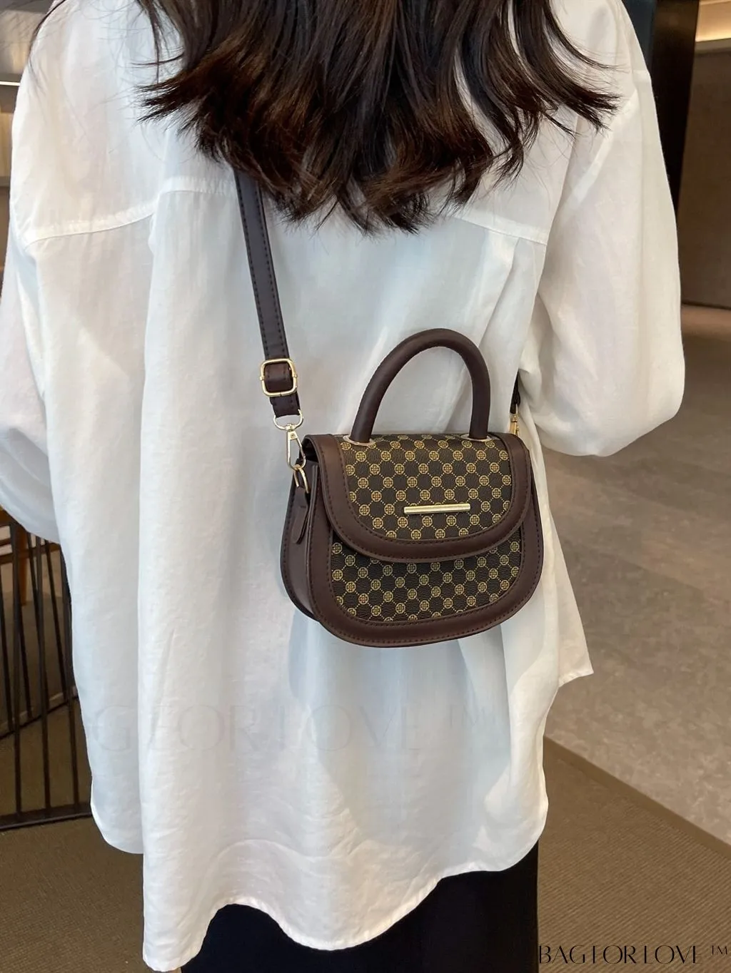 BagForLove - Retro Print Womens Mini Crossbody Bag - Sleek and Stylish Saddle Design