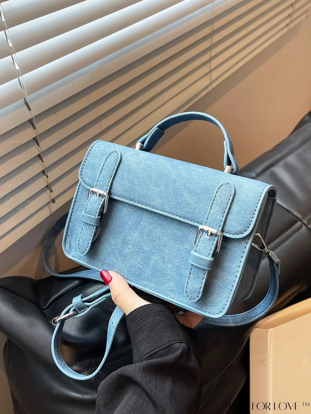BagForLove - Stylish College-Style Square Crossbody Bag with Decorative Flap Buckle - Mini Size