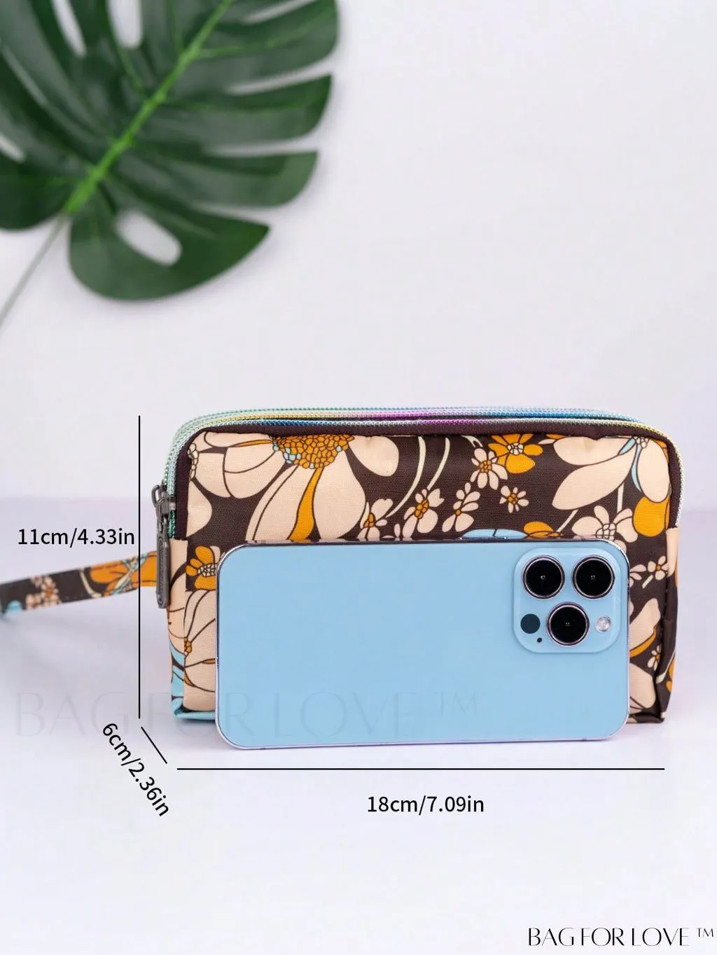 BagForLove - Stylish Floral Print Long Wallet: Waterproof, Zippered & Spacious Coin Purse