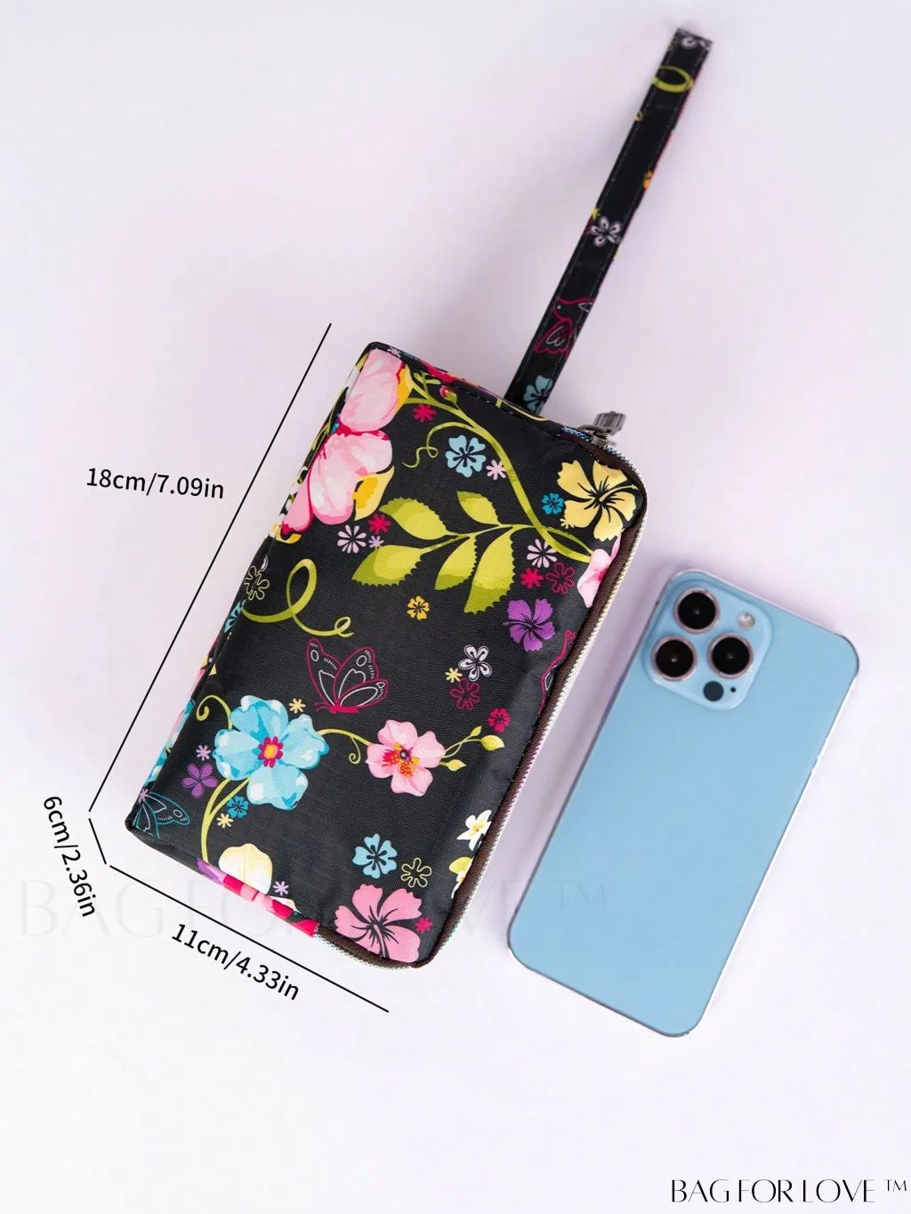 BagForLove - Stylish Floral Print Long Wallet: Waterproof, Zippered & Spacious Coin Purse