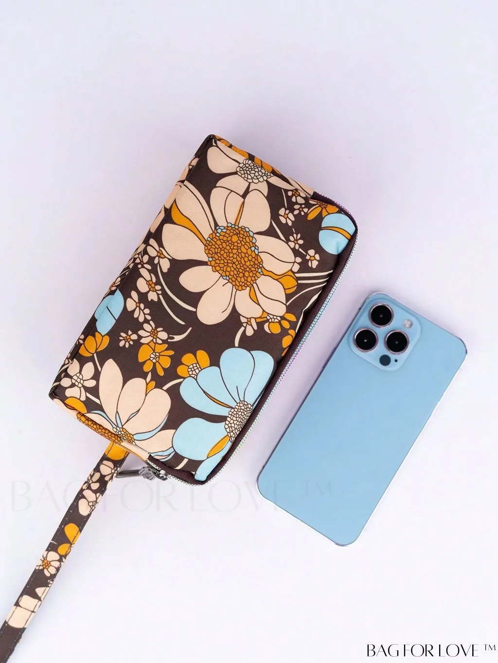 BagForLove - Stylish Floral Print Long Wallet: Waterproof, Zippered & Spacious Coin Purse