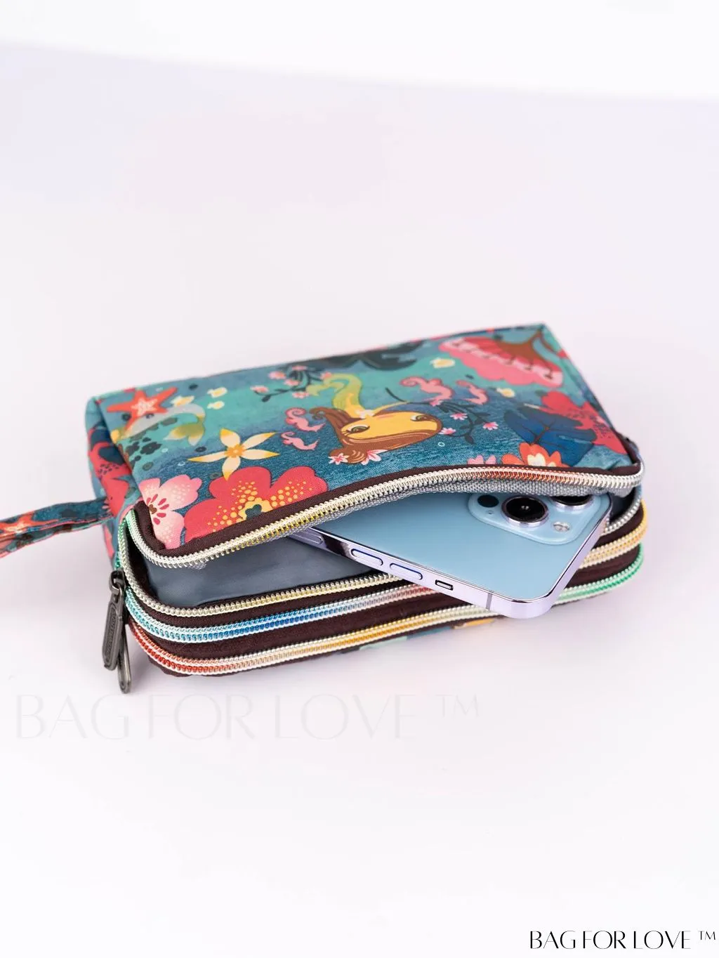 BagForLove - Stylish Floral Print Long Wallet: Waterproof, Zippered & Spacious Coin Purse