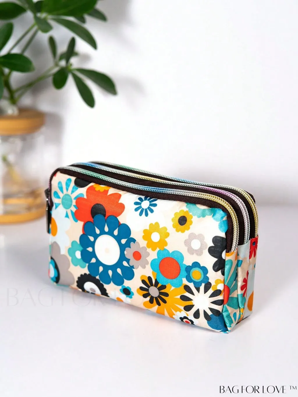 BagForLove - Stylish Floral Print Long Wallet: Waterproof, Zippered & Spacious Coin Purse