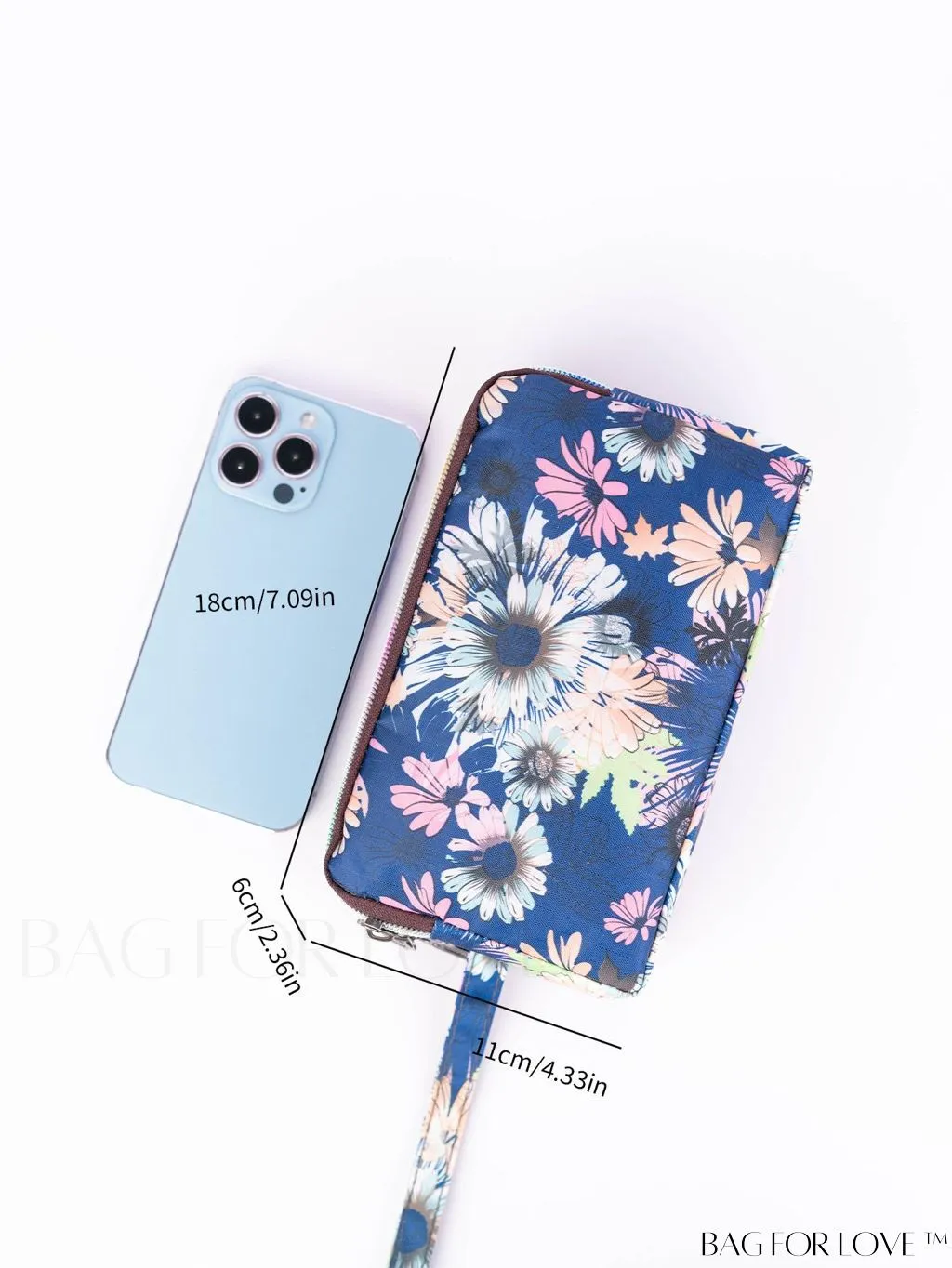 BagForLove - Stylish Floral Print Long Wallet: Waterproof, Zippered & Spacious Coin Purse