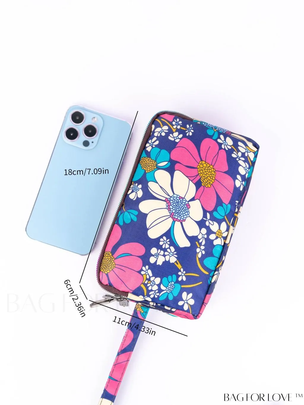 BagForLove - Stylish Floral Print Long Wallet: Waterproof, Zippered & Spacious Coin Purse
