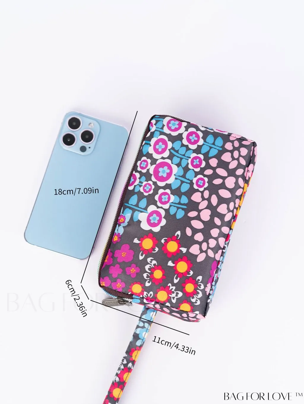 BagForLove - Stylish Floral Print Long Wallet: Waterproof, Zippered & Spacious Coin Purse
