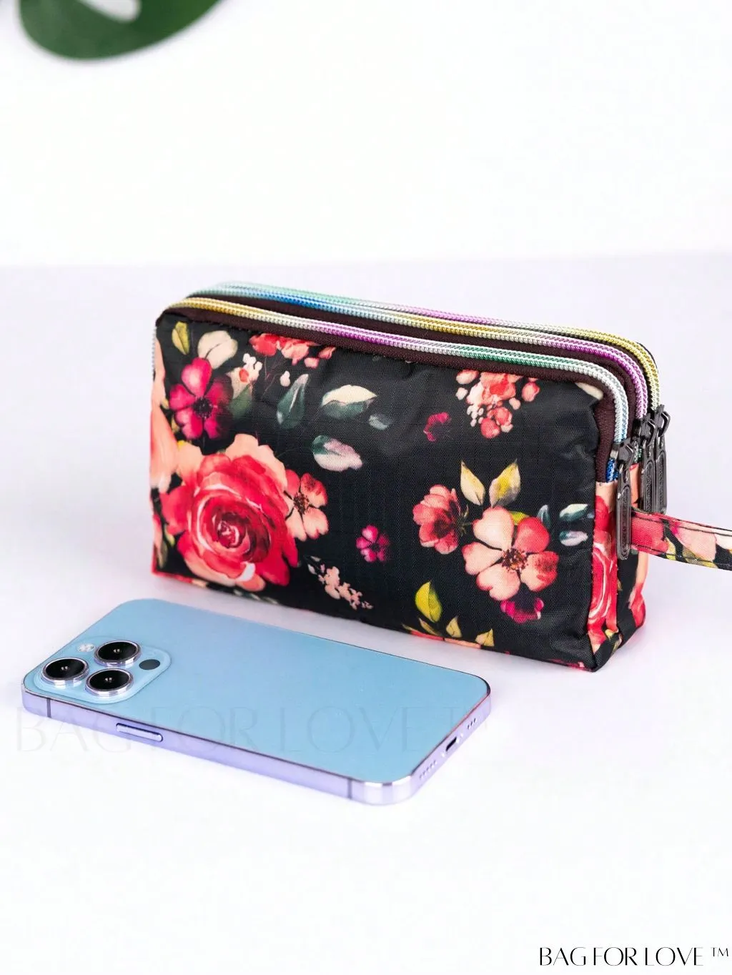 BagForLove - Stylish Floral Print Long Wallet: Waterproof, Zippered & Spacious Coin Purse