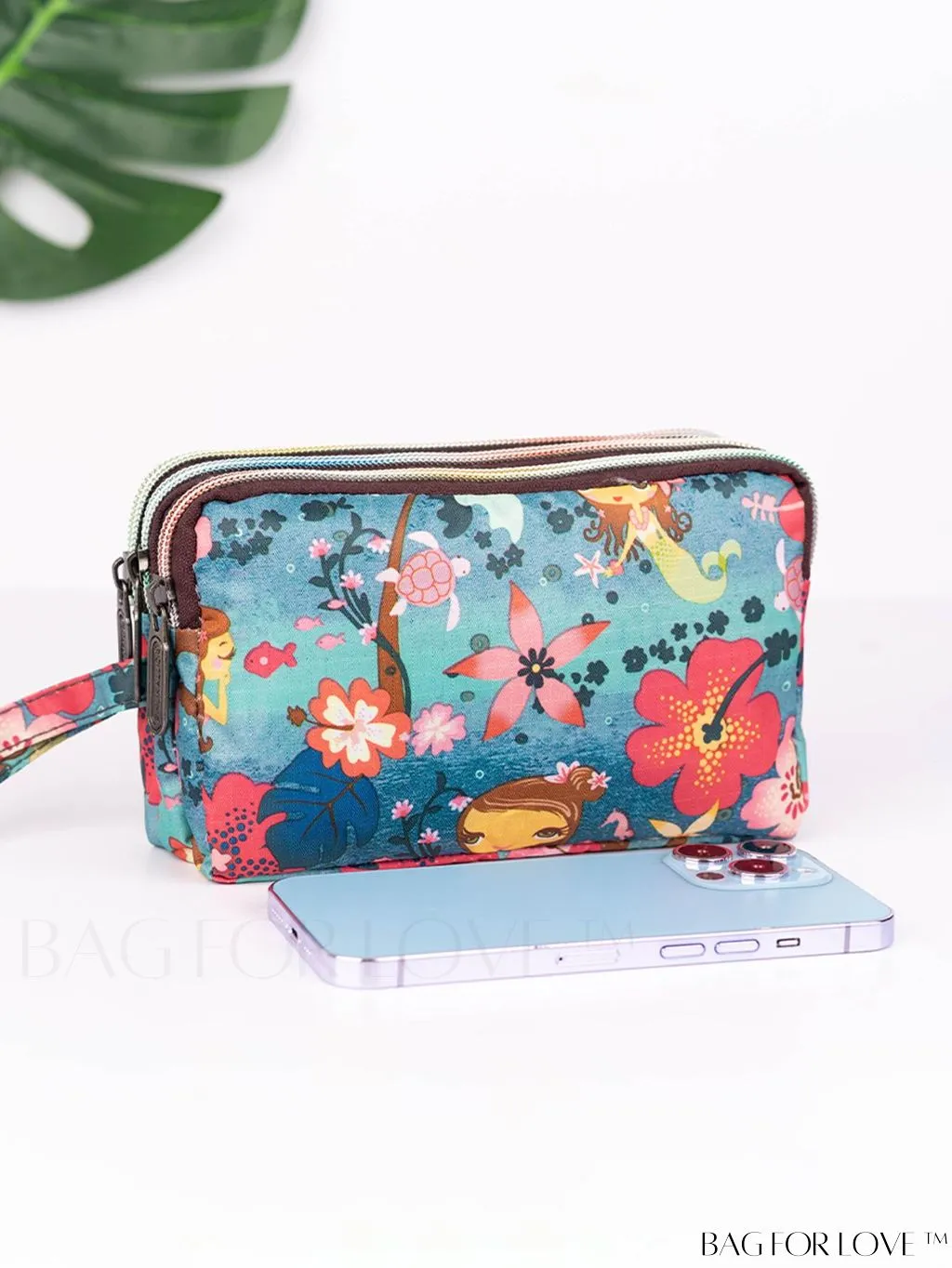 BagForLove - Stylish Floral Print Long Wallet: Waterproof, Zippered & Spacious Coin Purse