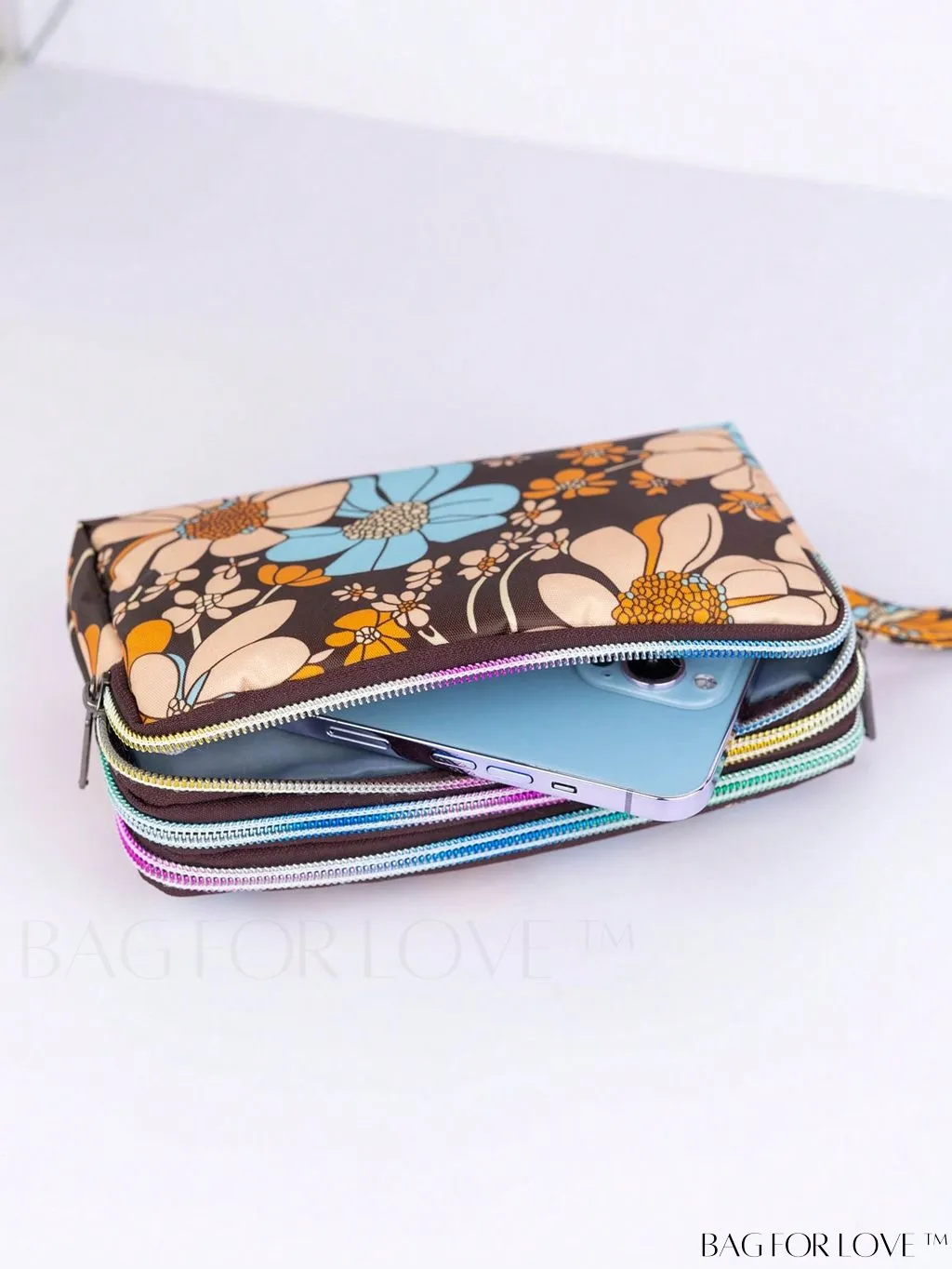 BagForLove - Stylish Floral Print Long Wallet: Waterproof, Zippered & Spacious Coin Purse