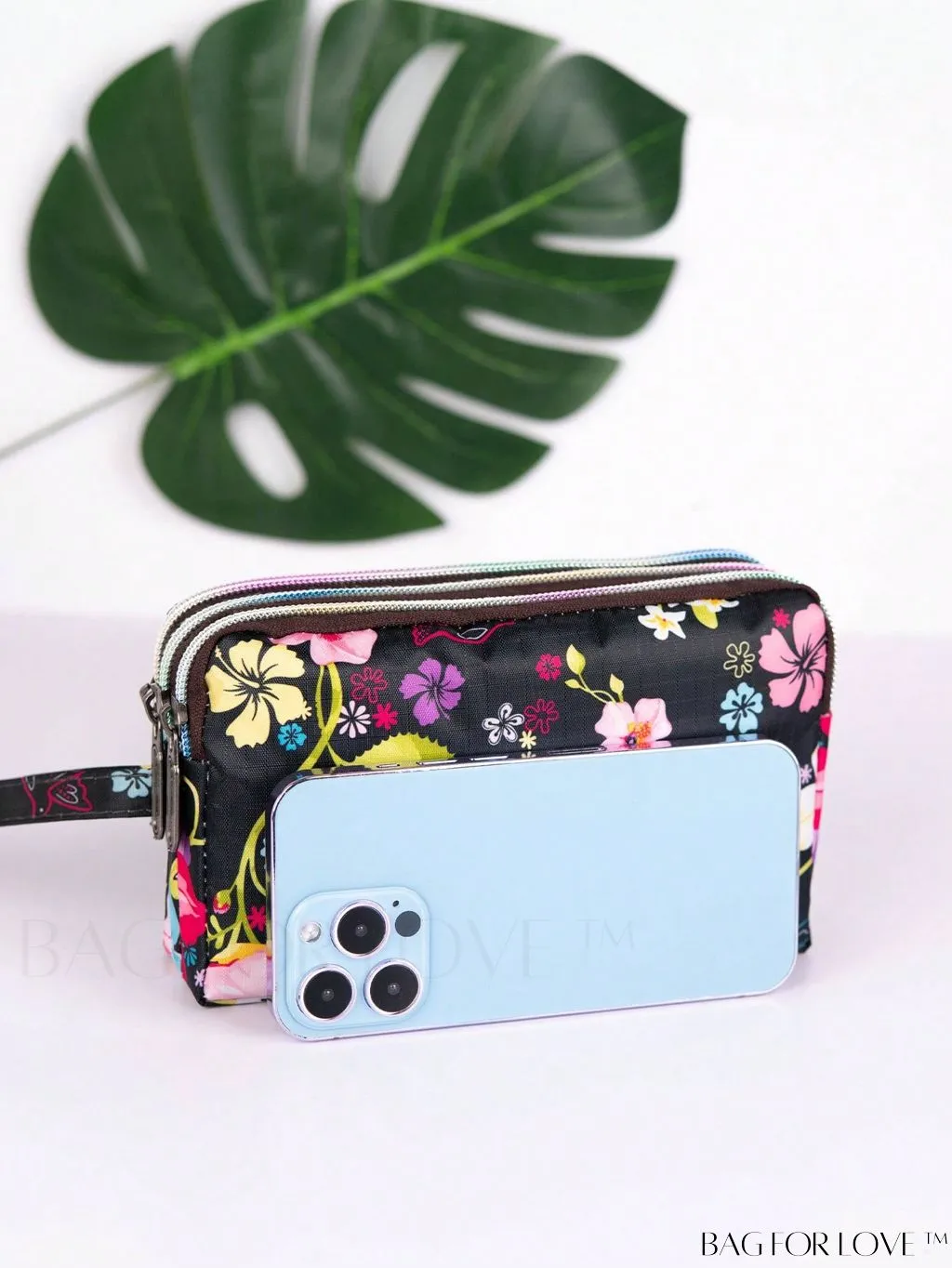 BagForLove - Stylish Floral Print Long Wallet: Waterproof, Zippered & Spacious Coin Purse