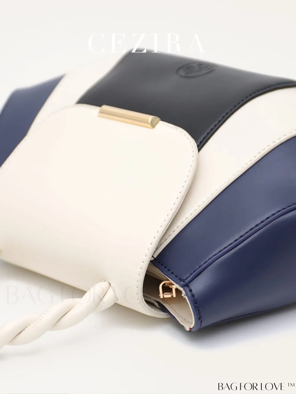 BagForLove - Stylish PU Leather Colorblock Handbag with Novelty Twist Handle - Ideal for Women