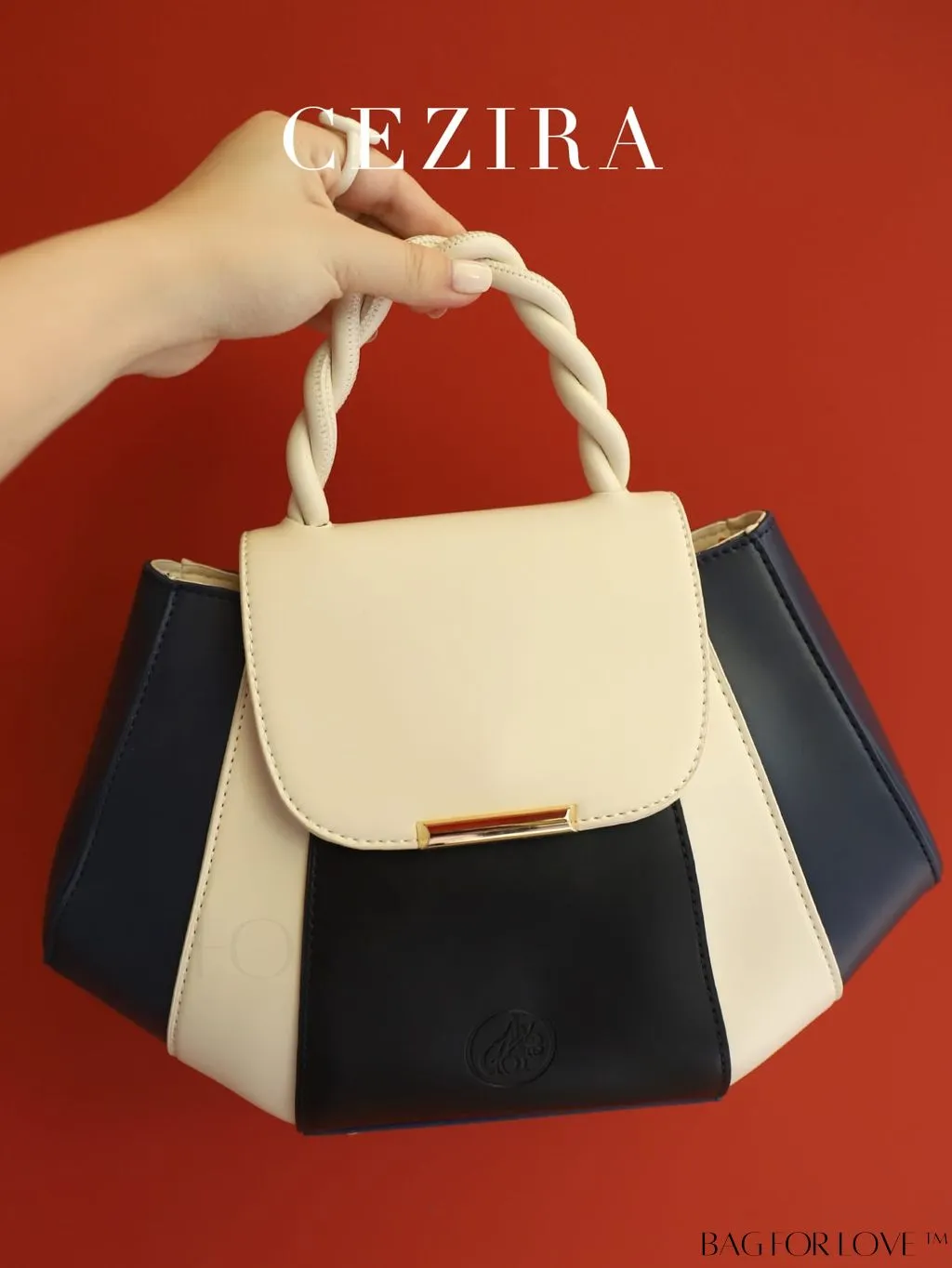 BagForLove - Stylish PU Leather Colorblock Handbag with Novelty Twist Handle - Ideal for Women