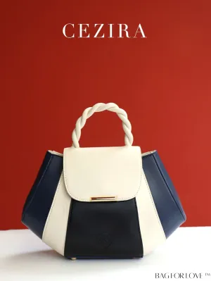 BagForLove - Stylish PU Leather Colorblock Handbag with Novelty Twist Handle - Ideal for Women