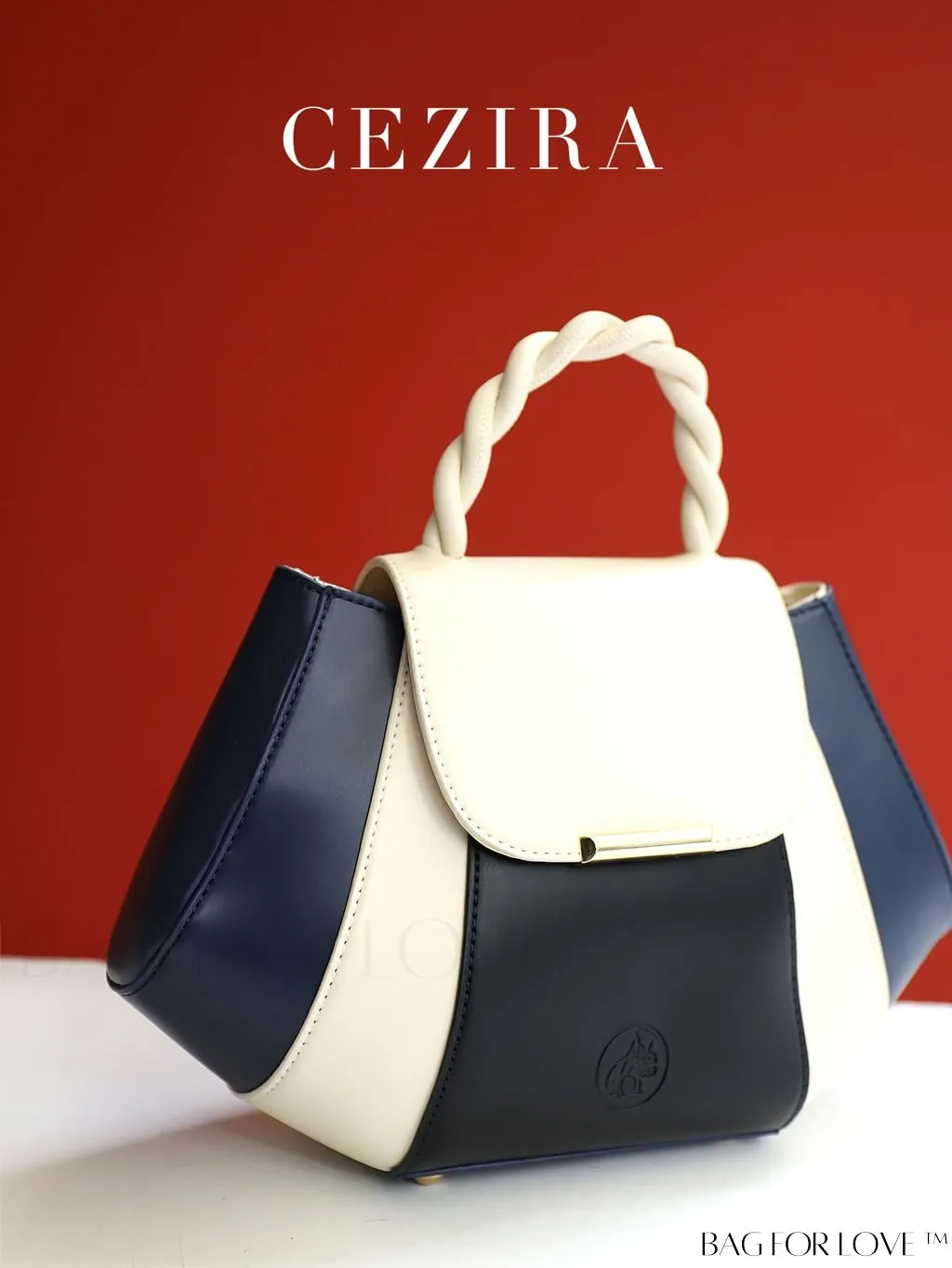 BagForLove - Stylish PU Leather Colorblock Handbag with Novelty Twist Handle - Ideal for Women