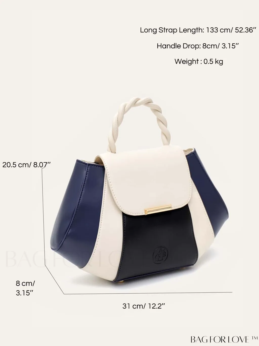 BagForLove - Stylish PU Leather Colorblock Handbag with Novelty Twist Handle - Ideal for Women