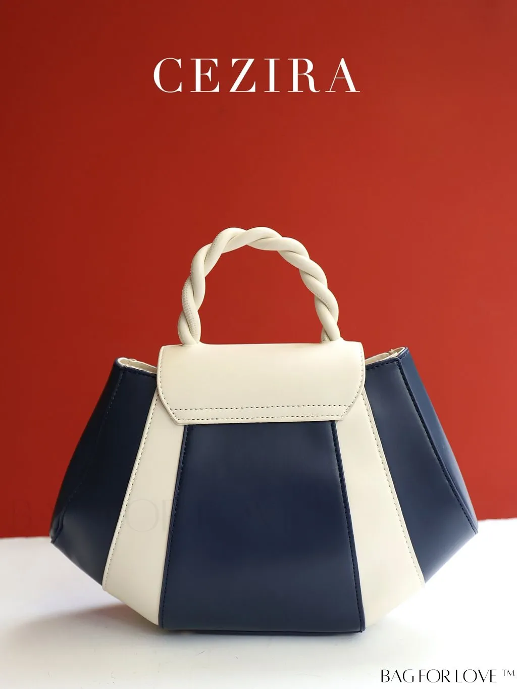 BagForLove - Stylish PU Leather Colorblock Handbag with Novelty Twist Handle - Ideal for Women