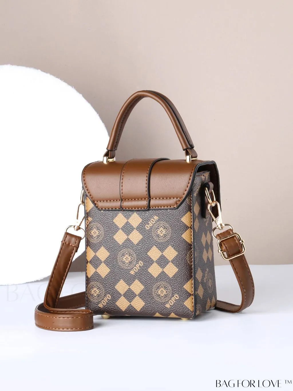 BagForLove - Stylish Rhombus Print Mini Flip Phone Bag