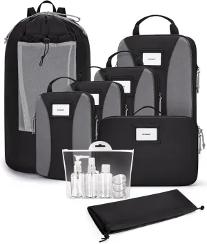 BAGSMART Compression Packing Cubes, 6 PCS Travel Bags Organizer for Luggage, Lightweight Packing Cubes for Travel Essentials