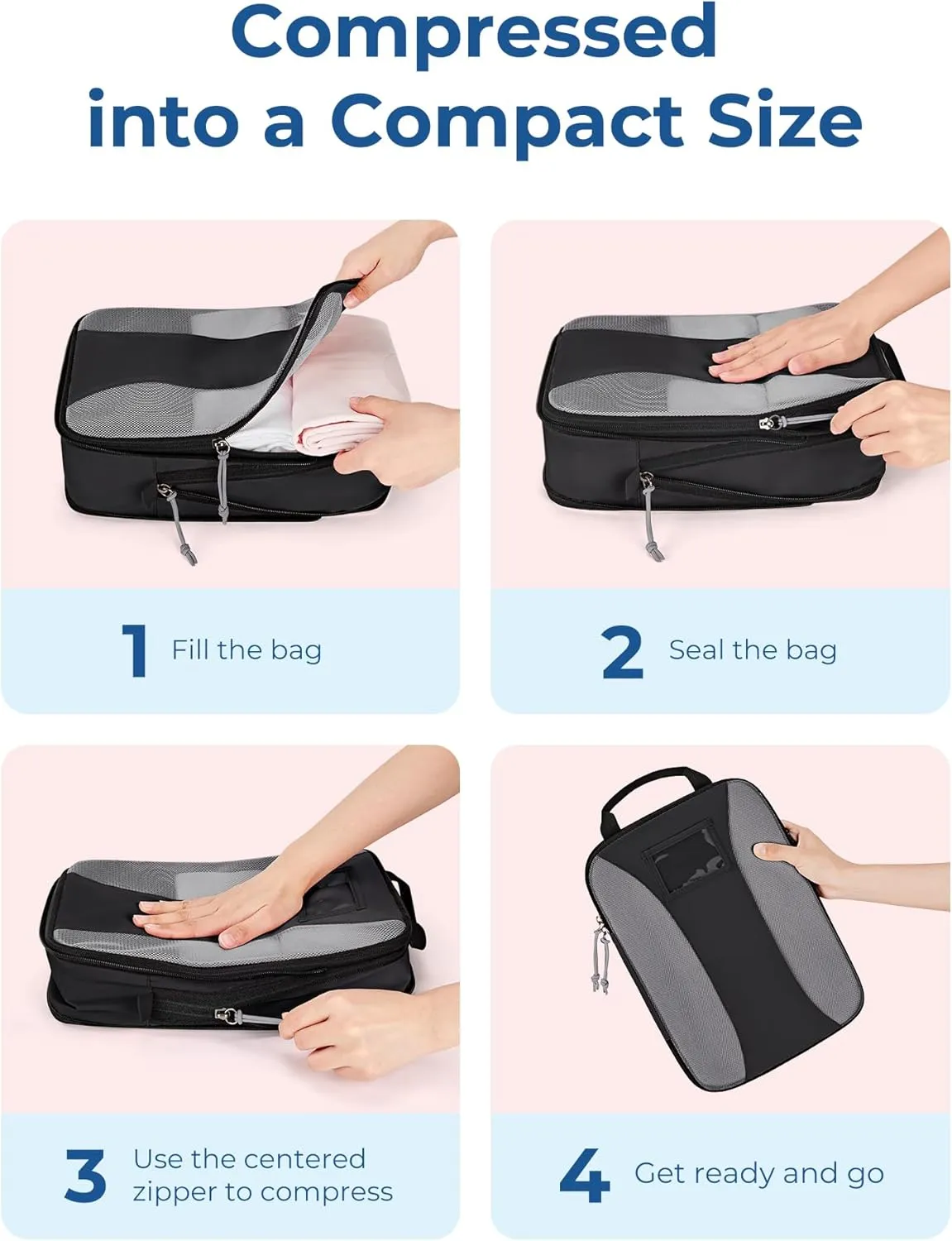 BAGSMART Compression Packing Cubes, 6 PCS Travel Bags Organizer for Luggage, Lightweight Packing Cubes for Travel Essentials
