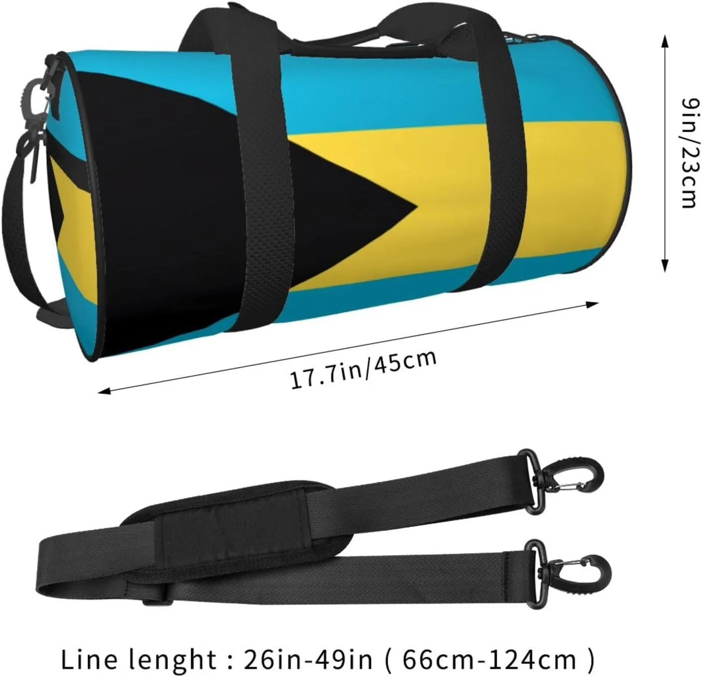 Bahamas Flag Round Travel Duffel Bag Large Capacity Gym Sports Bags for Hiking Vacation Trips