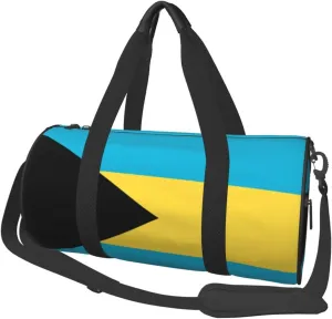 Bahamas Flag Round Travel Duffel Bag Large Capacity Gym Sports Bags for Hiking Vacation Trips
