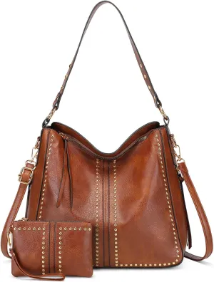 BAIGIO Hobo Bags for Women Handbags Purse and Wallet Set Large Hobo Crossbody Bags Fashion Vegan Leather Tote Bag 2pcs