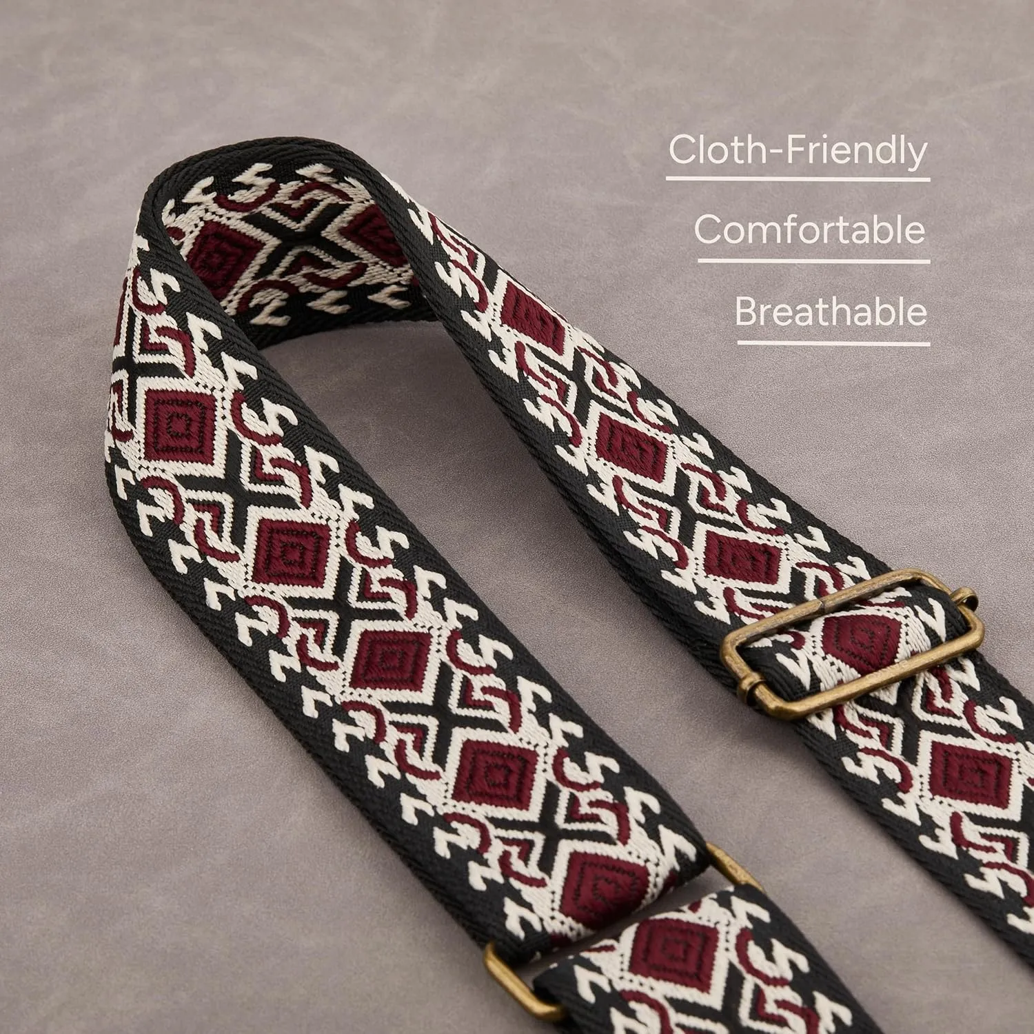 BAKKO Crossbody Strap Full Grain Leather Ends Brass Metal Hardware 2" Wide Replacement Shoulder Strap