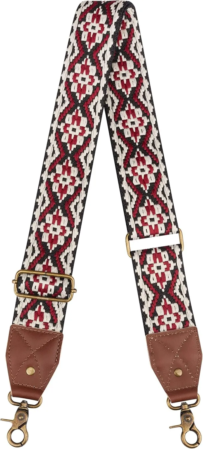 BAKKO Crossbody Strap Full Grain Leather Ends Brass Metal Hardware 2" Wide Replacement Shoulder Strap