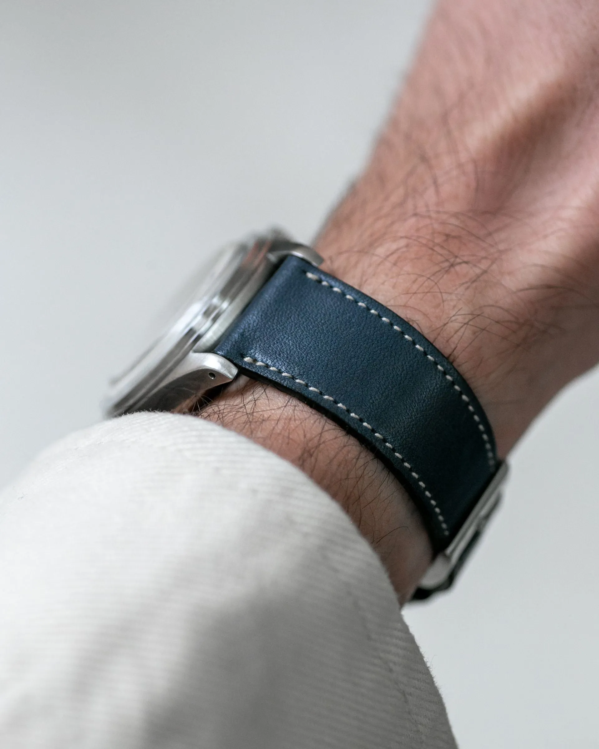 Baltic Stitched Strap - Light Blue Calf Skin