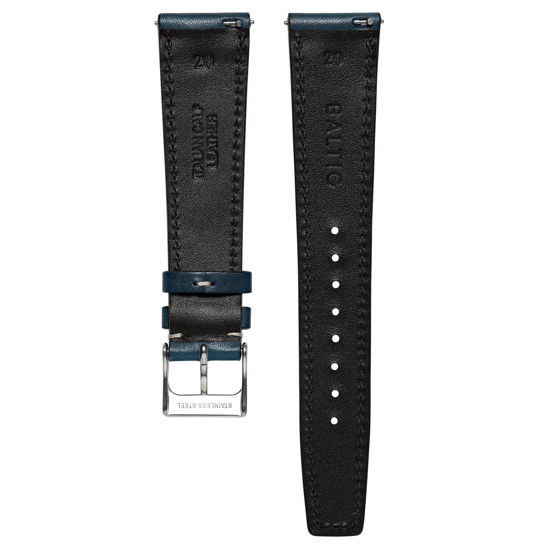Baltic Stitched Strap - Light Blue Calf Skin